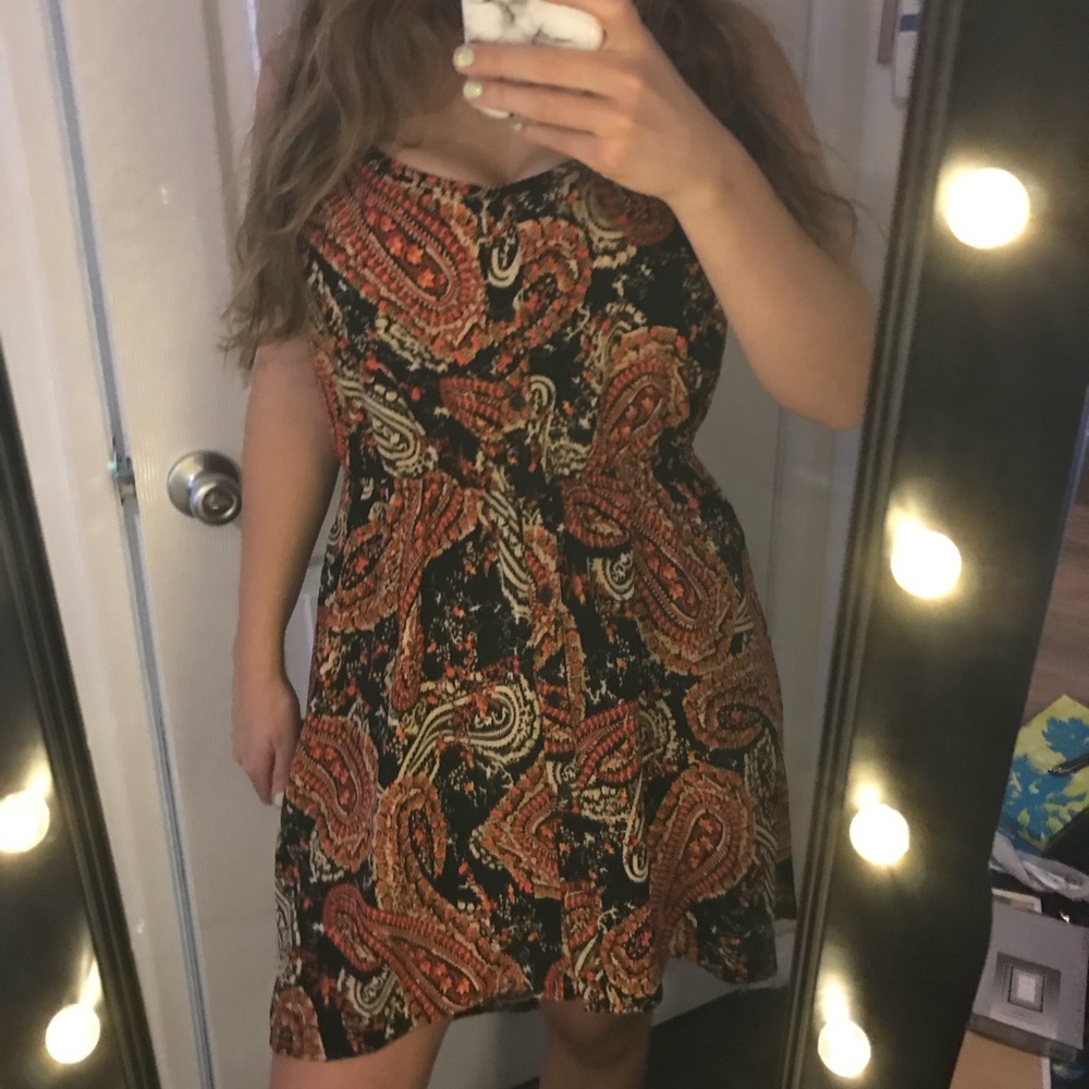 Paisley Spaghetti Strap High-Low Dress